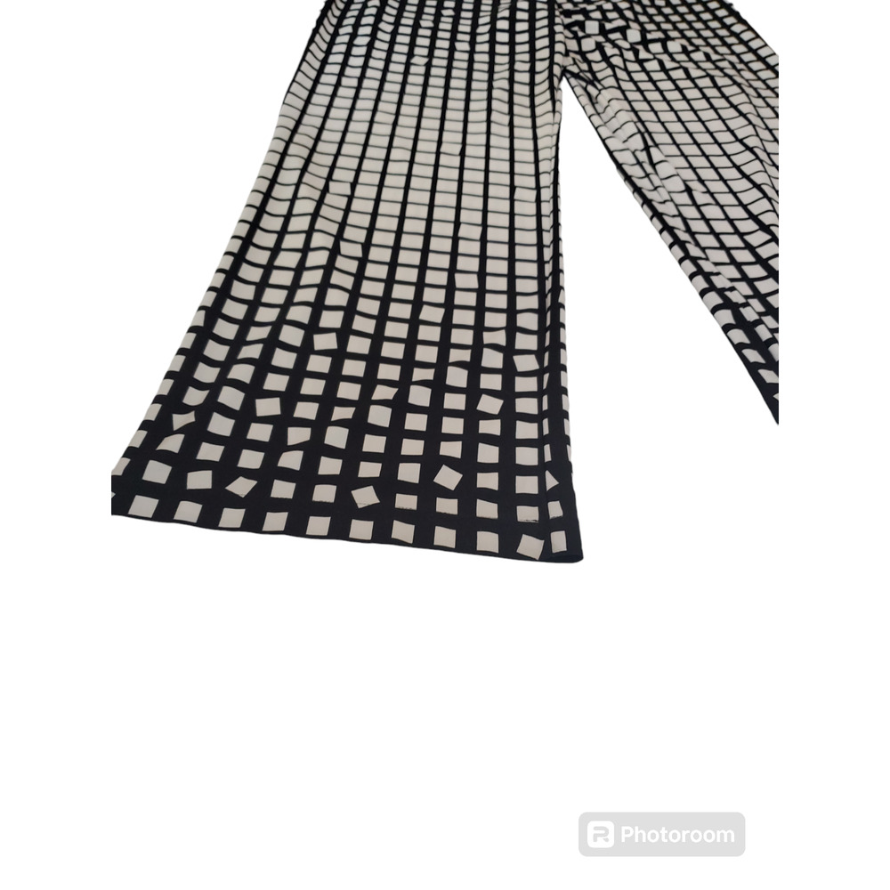 New Directions Black&White Geometric Stretch Pull-On Palazzo Wide Leg Pants Sz L - Picture 4 of 5